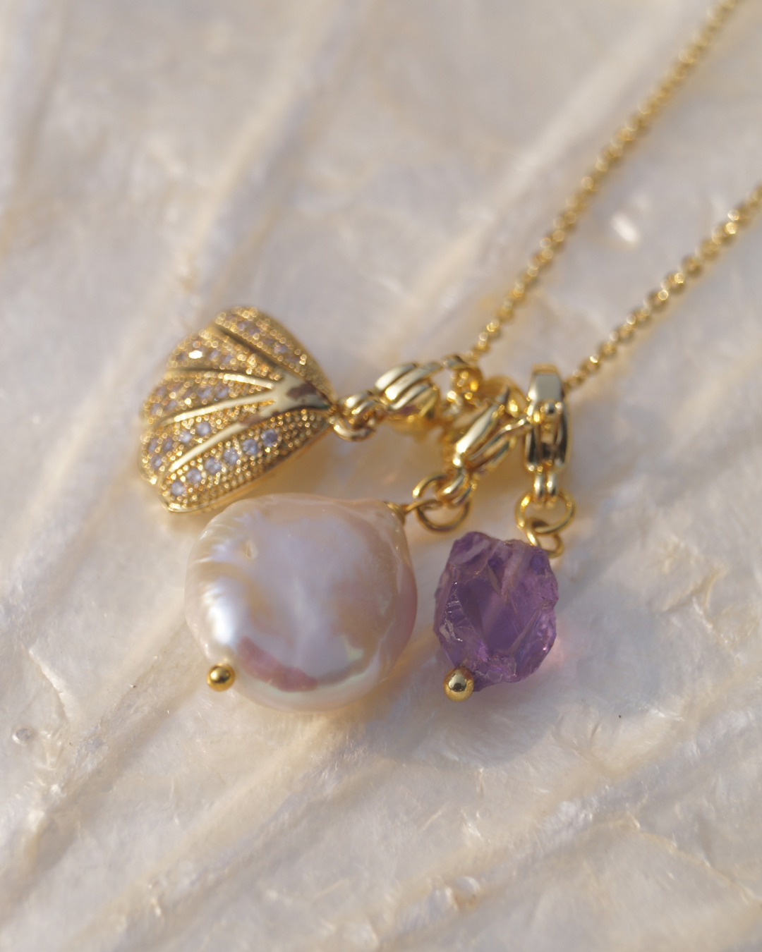 Amethyst Tide Charm Necklace