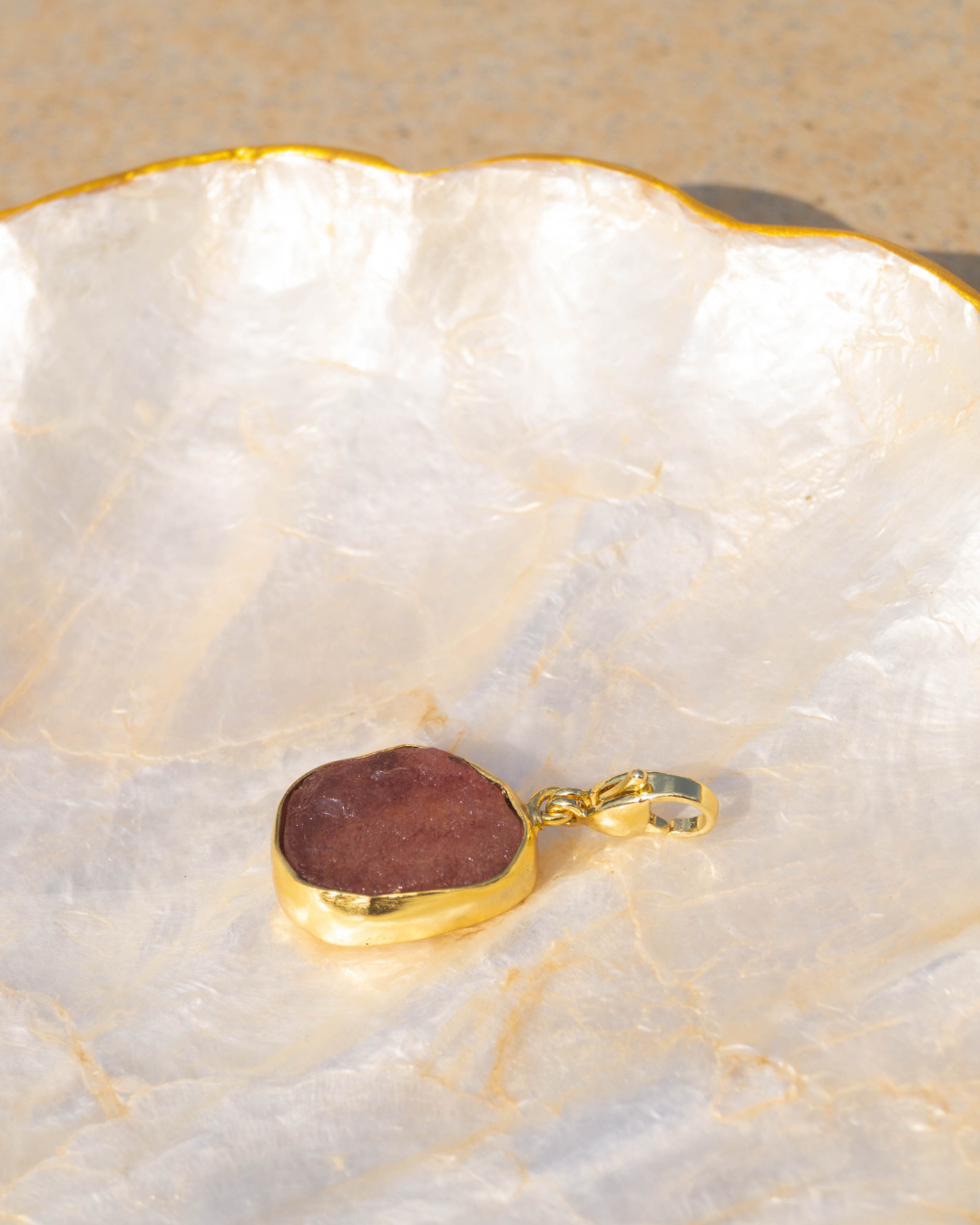Raw Cherry Quartz Pendant (Big)