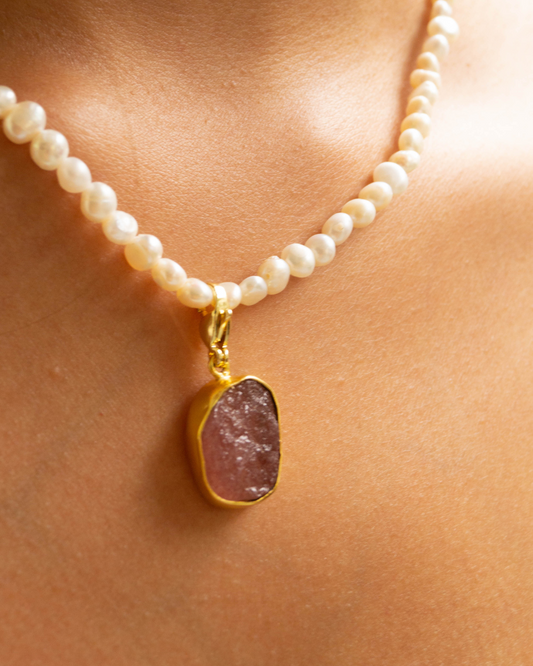 Raw Cherry Quartz Pendant (Big)